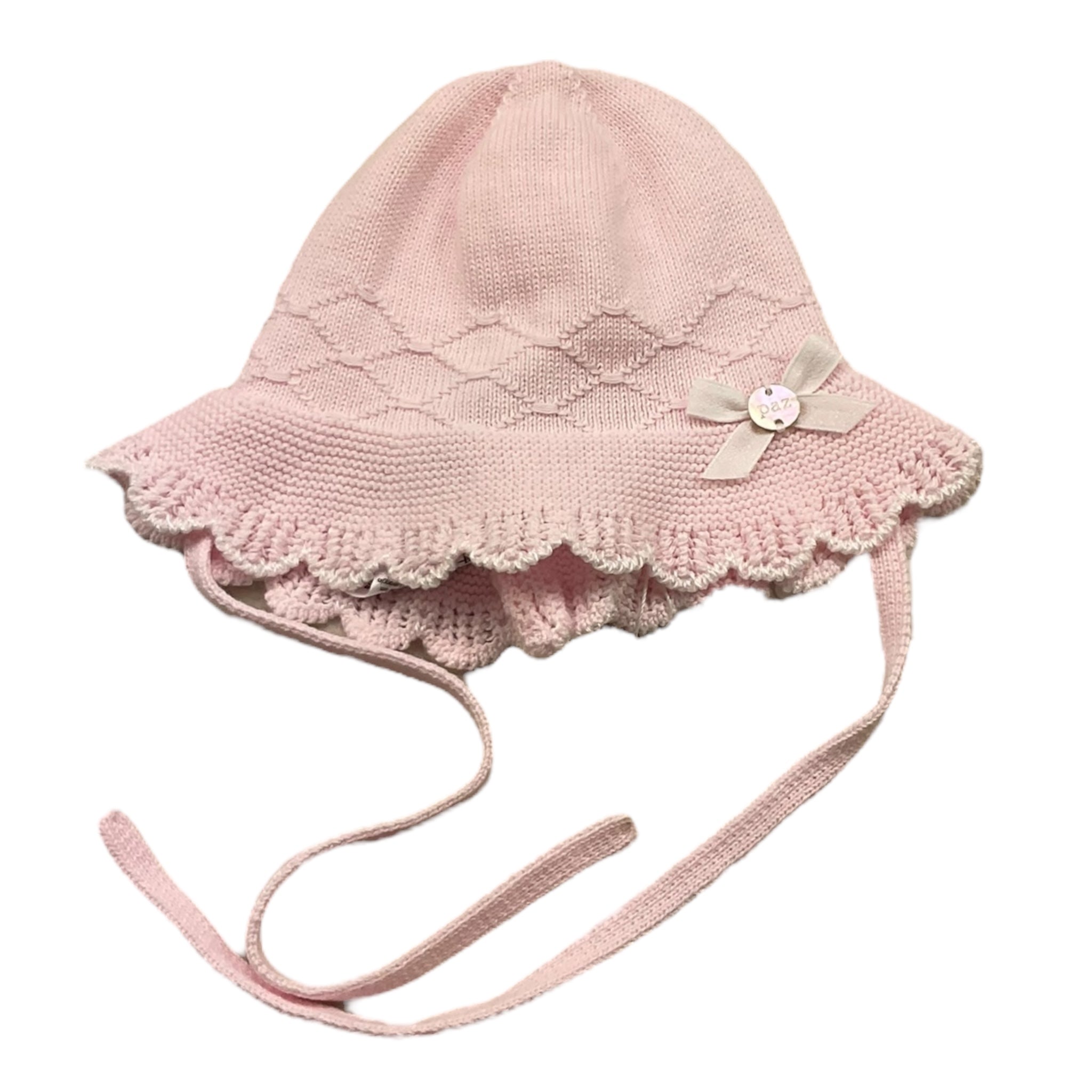 Paz Rodriguez Cappello Tinta Unita con Ricami per Neonata 040122698 ROSA PAZ RODRIGUEZ 