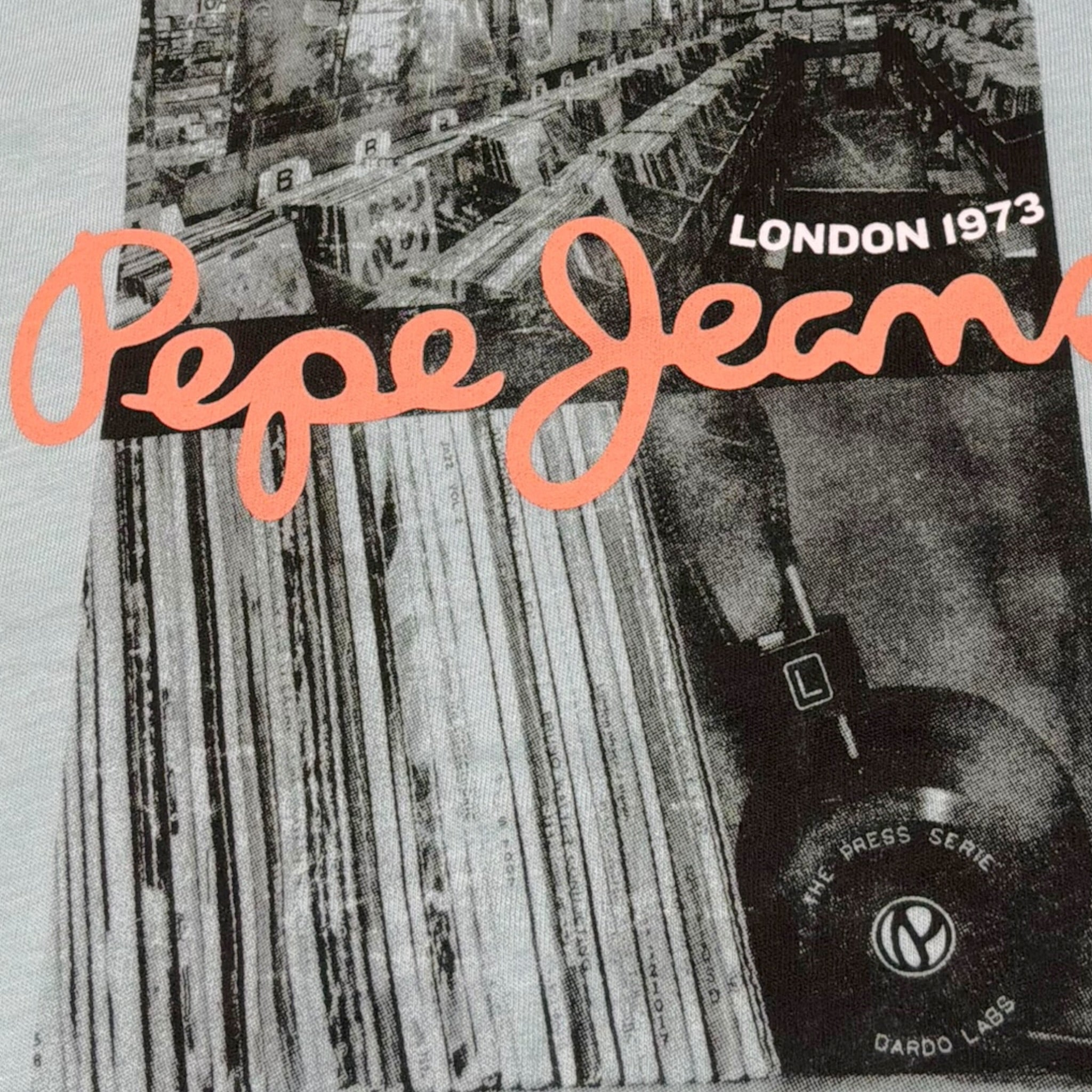 Pepe Feamo T-Shirt Girocollo Tinta Unita con Stampa per Bambino PB503980 AZZURRO PEPE JEANS 