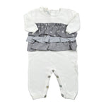 Per Te Tutina Tinta Unita con Balze In Contrasto per Neonata 53110 BIANCO PER TE 