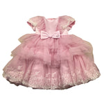 Petit Abito Mezza Manica Cerimoniale In Tulle per Neonata S2015651 ROSA PETIT 