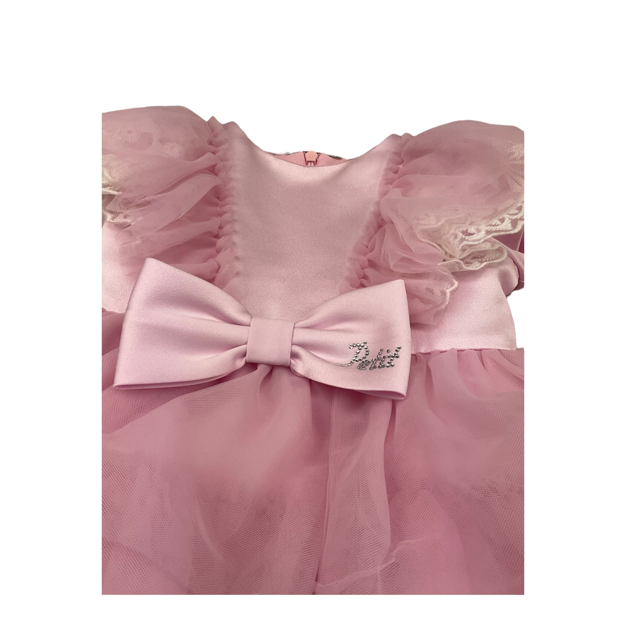 Petit Abito Mezza Manica Cerimoniale In Tulle per Neonata S2015651 ROSA PETIT 