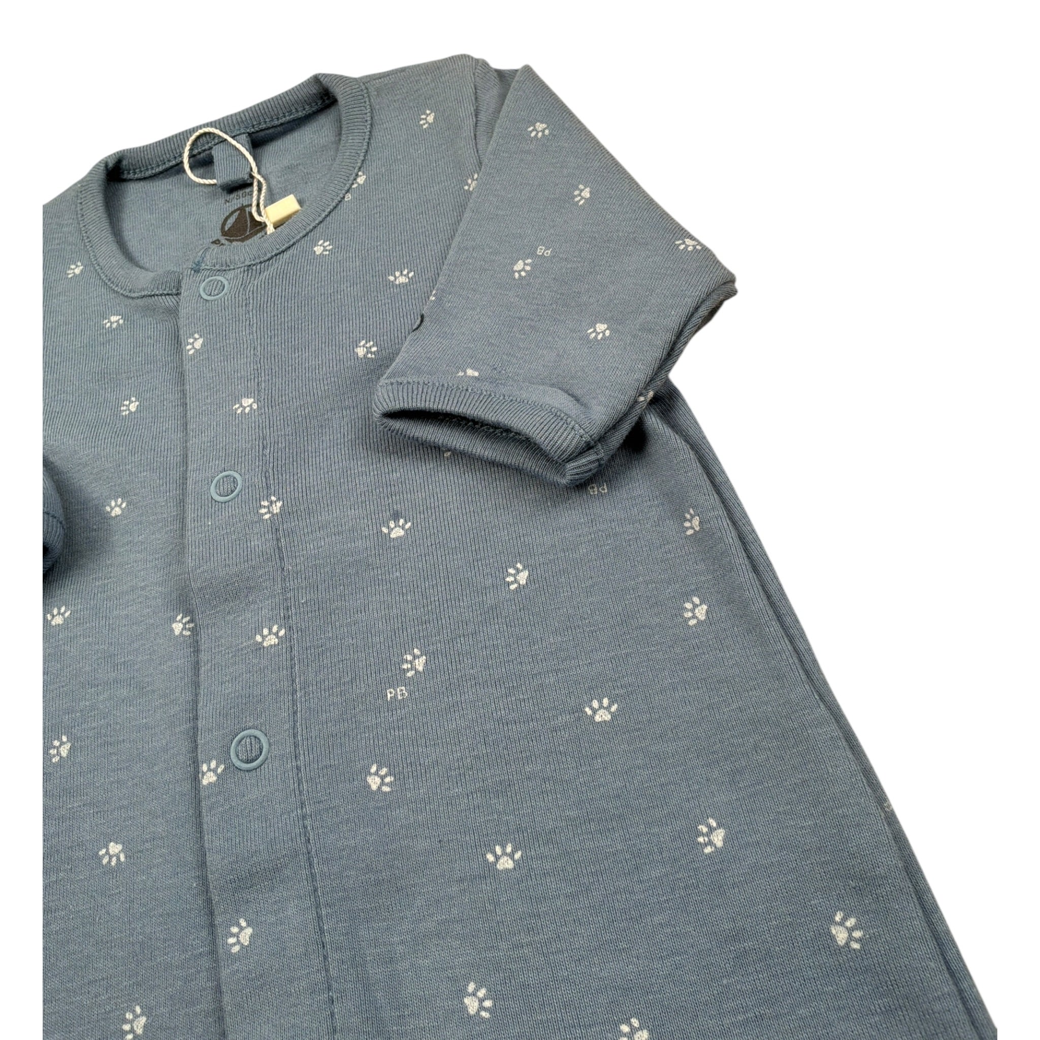 Petit Bateau Tutina tinta unita con Stampa Blu per Neonato A09GX BLU PETIT BATEAU 