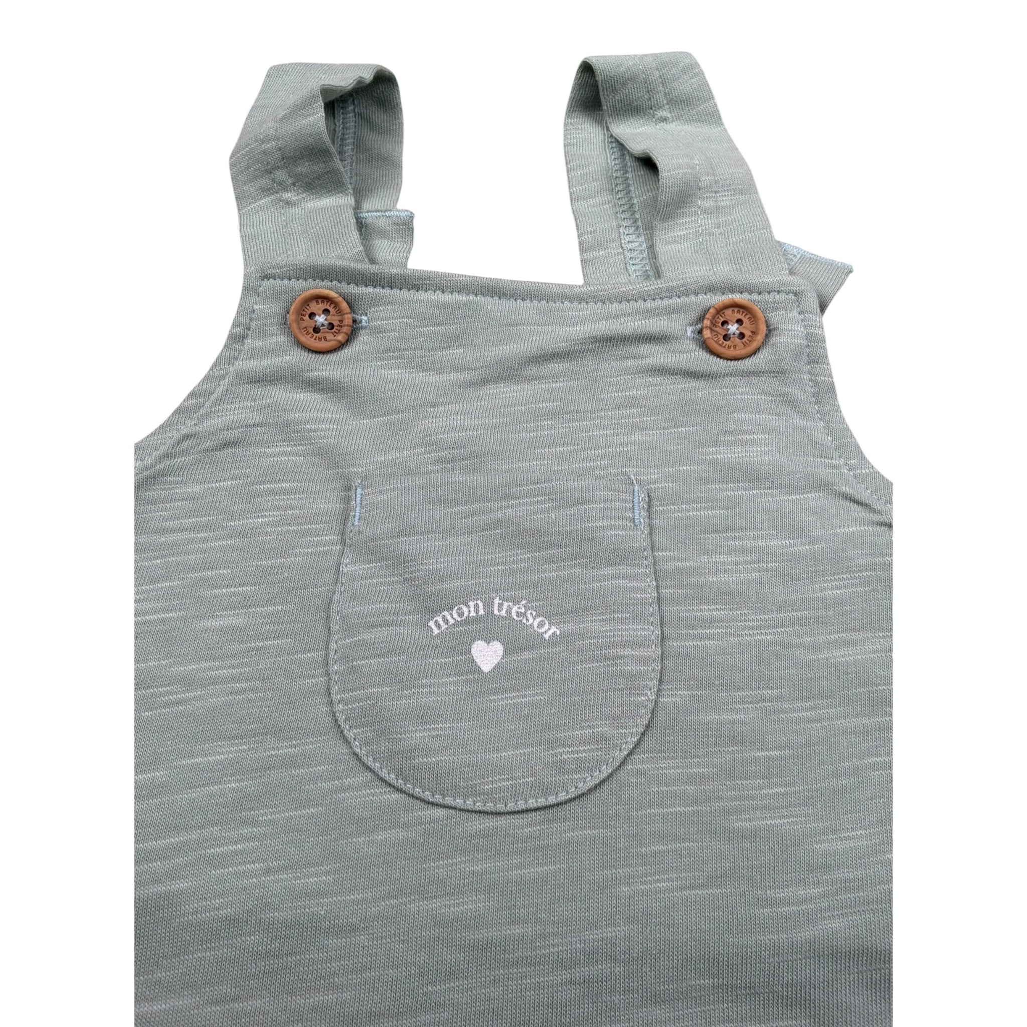 Petit Bateau Salopette tinta unita Verde per Neonato A09MP01 VERDE PETIT BATEAU 