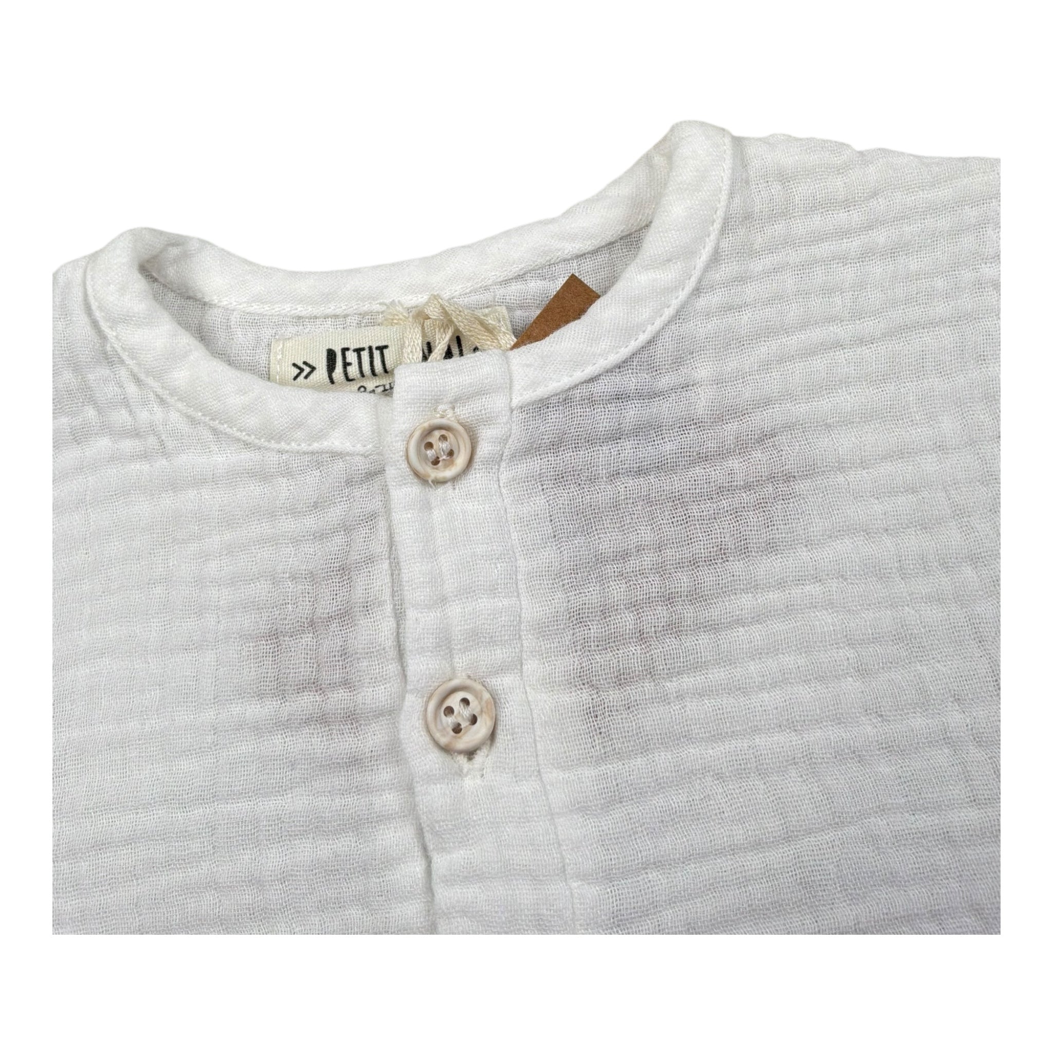 Petit Indi T-Shirt Tinta Unita con Bottoni per Neonato AA25B2814 BIANCO PETIT INDI 