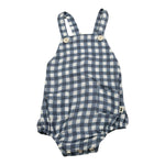 Petit Indi Salopette Bicolore con Fantasia A Quadri per Neonata SS25B1433 BIANCO/BLU PETIT INDI 
