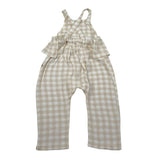 Petit Indi Tuta Intera Bicolore con Fantasia A Quadri per Neonata SS25B2115X BIANCO/BEIGE PETIT INDI 