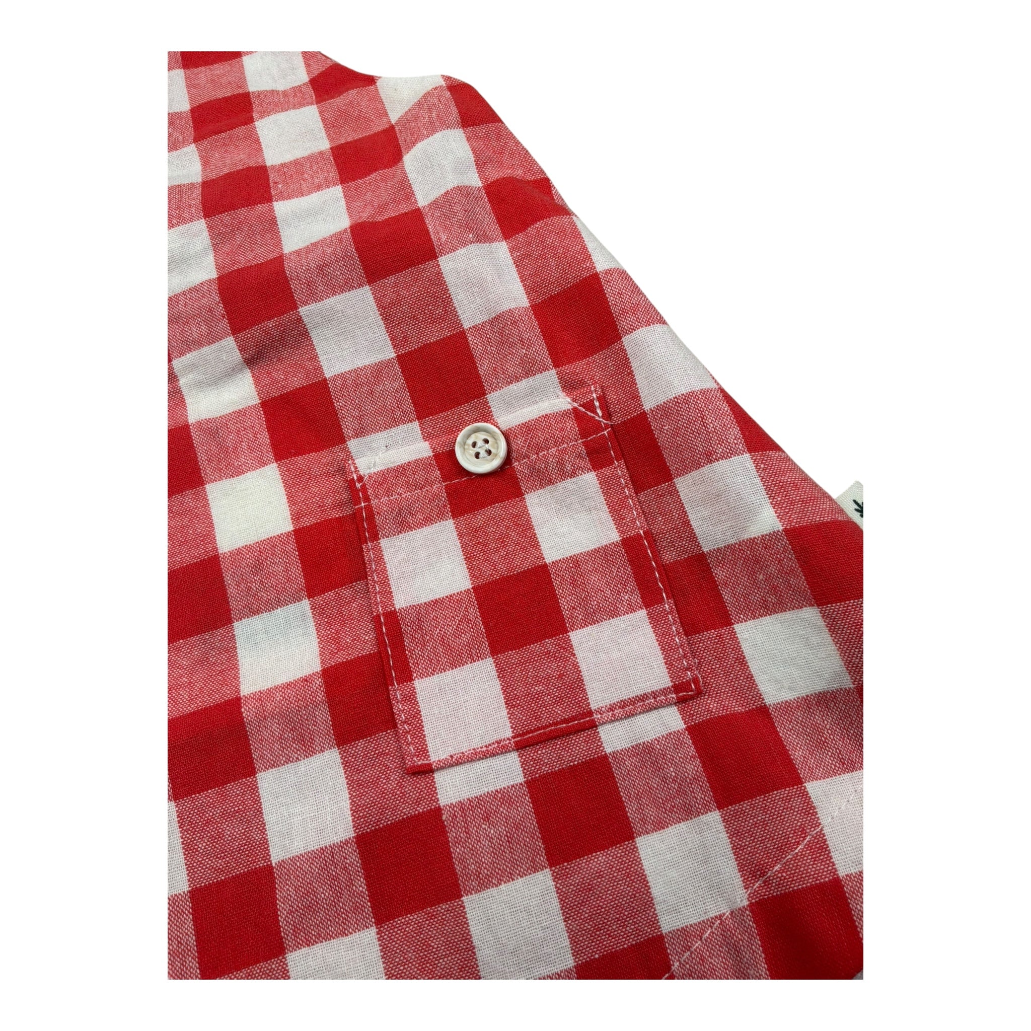 Petit Indi Salopette Bicolore con Fantasia A Quadri per Neonata SS25B2511 BIANCO/ROSSO PETIT INDI 