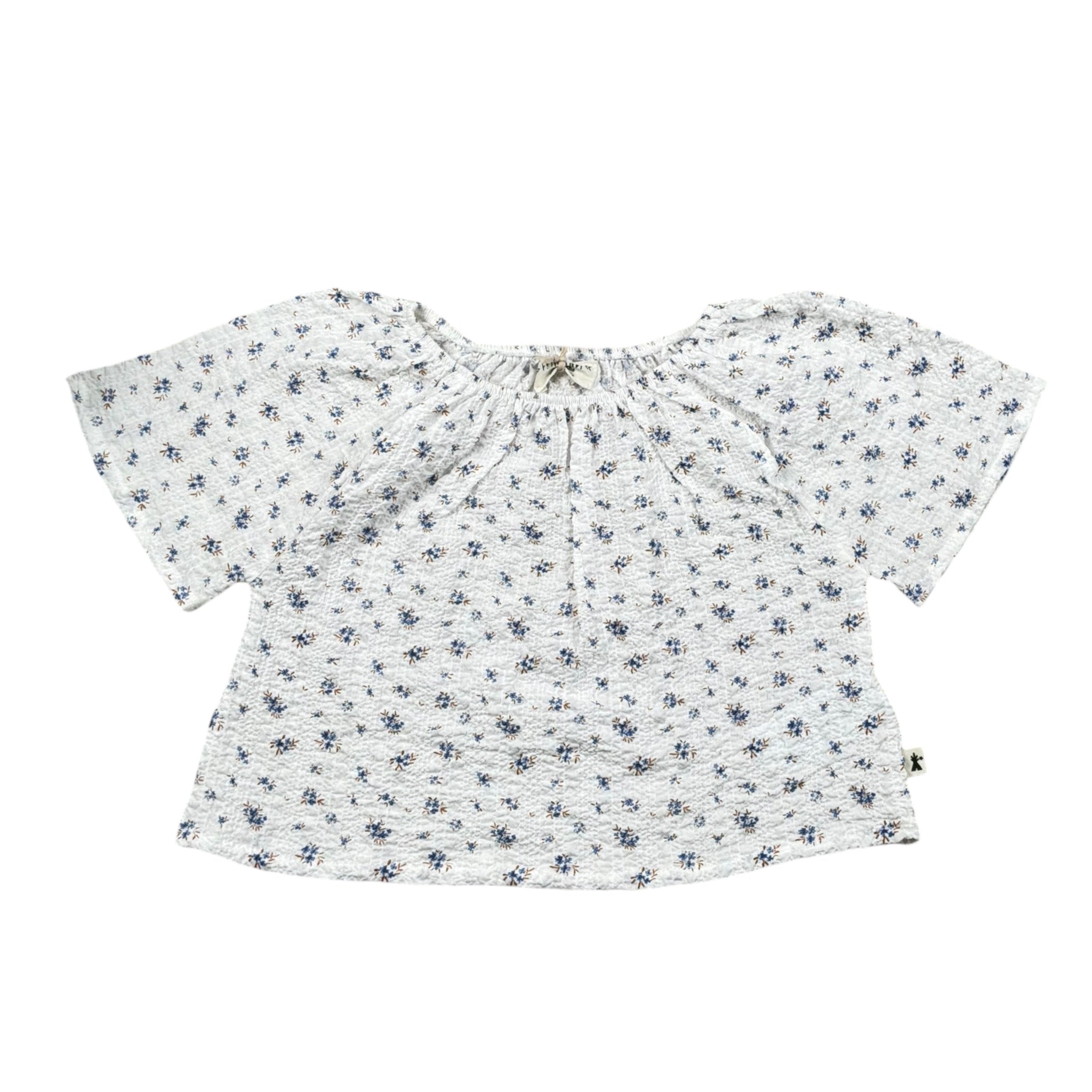 Petit Indi Camicia Tinta Unita con Stampa Fiori per Neonata SS25BK4035 BIANCO PETIT INDI 