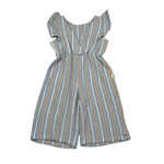 Petit Indi Tuta Intera Tinta Unita con Fantasia A Righe per Neonata SS25BK5229X BLU PETIT INDI 