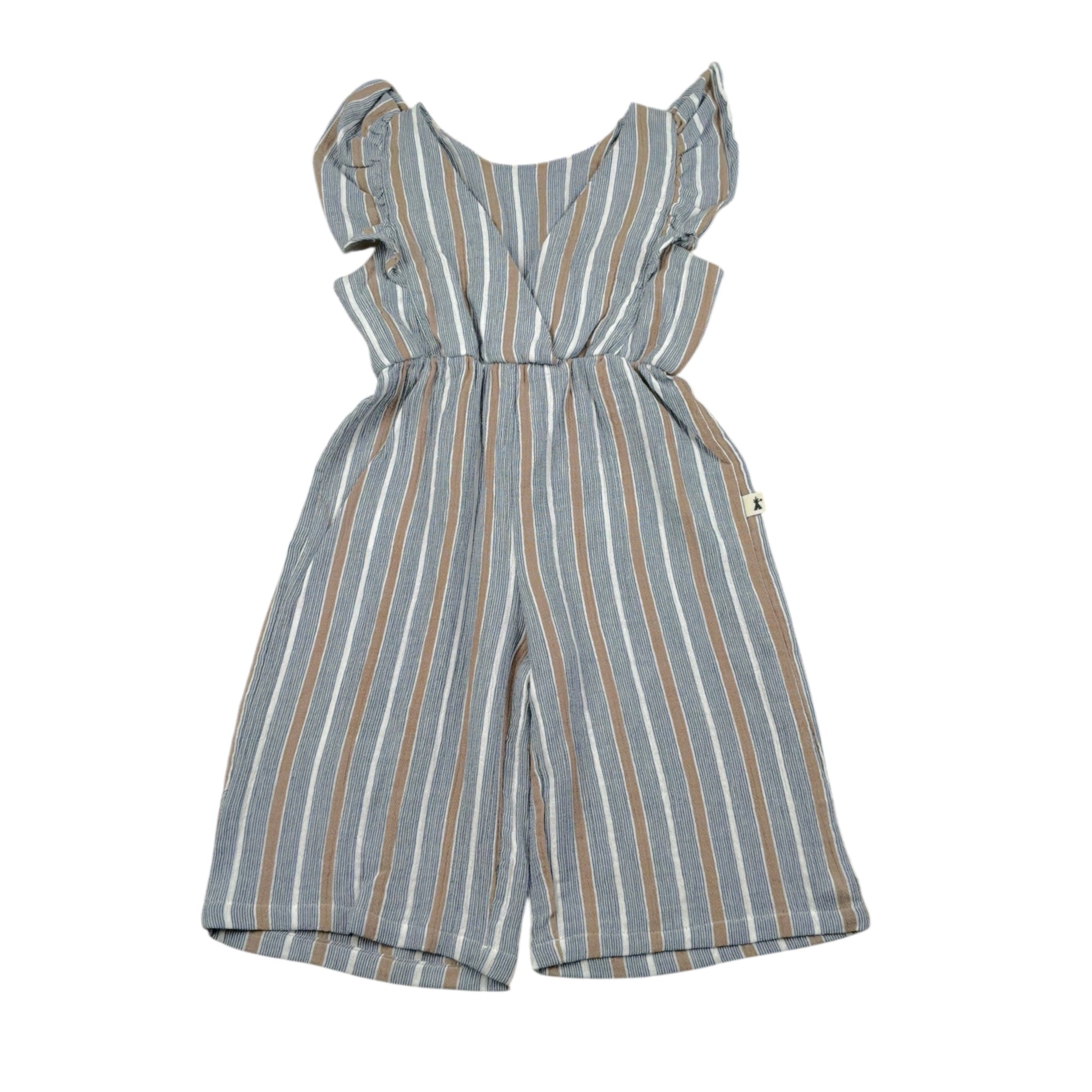 Petit Indi Tuta Intera Tinta Unita con Fantasia A Righe per Neonata SS25BK5229X BLU PETIT INDI 