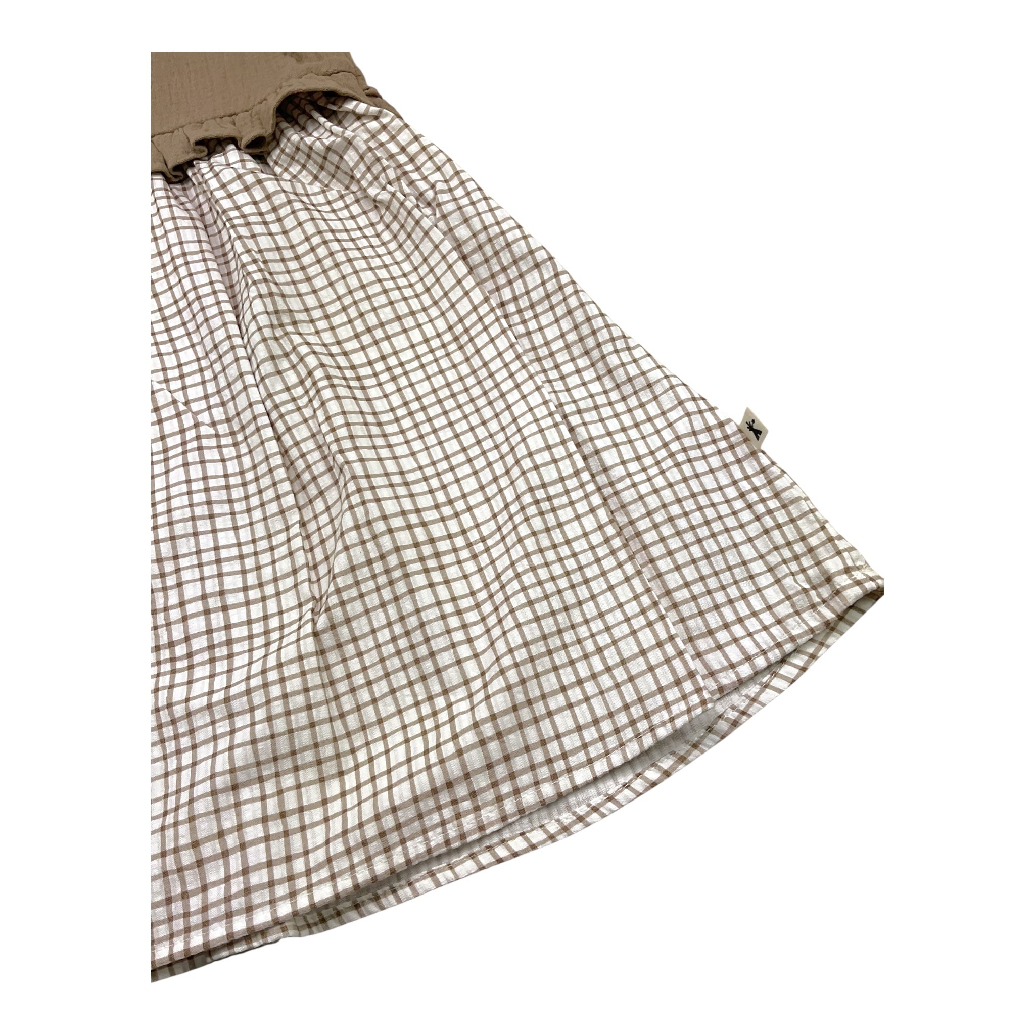 Petit Indi Abito Bicolore con Fantasia Quadri per Bambina SS25BK6527 BIANCO PETIT INDI 
