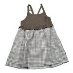 Petit Indi Abito Bicolore con Fantasia Quadri per Neonata SS25BK6527X BIANCO/BEIGE PETIT INDI 
