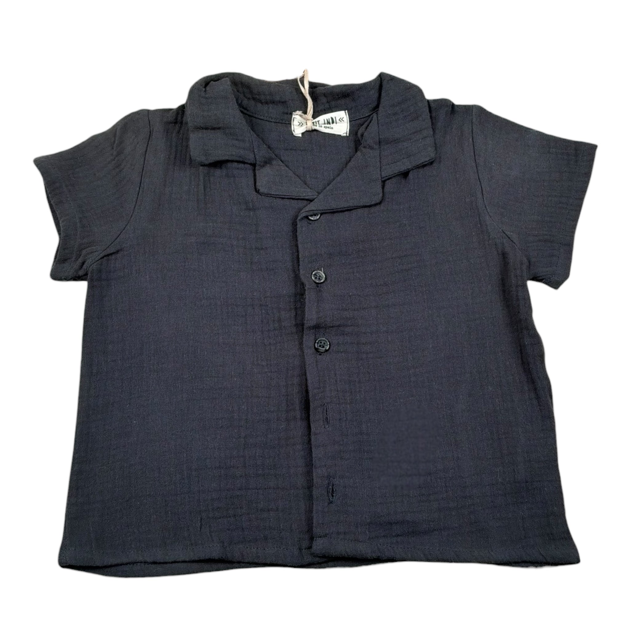 Petit Indi Camicia Mezza Manica Tinta Unita per Neonato SS25BK7326X GRIGIO PETIT INDI 