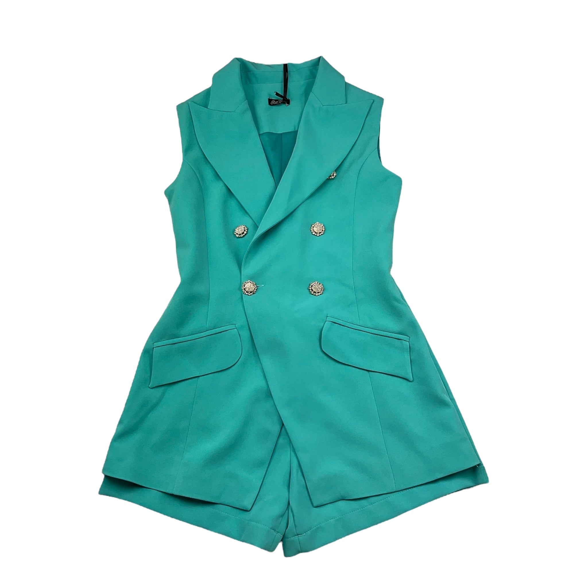 Petit Posh Tuta Giromanica Tinta Unita Doppiopetto per Bambina GFJS25040TU TIFFANY PETIT POSH 