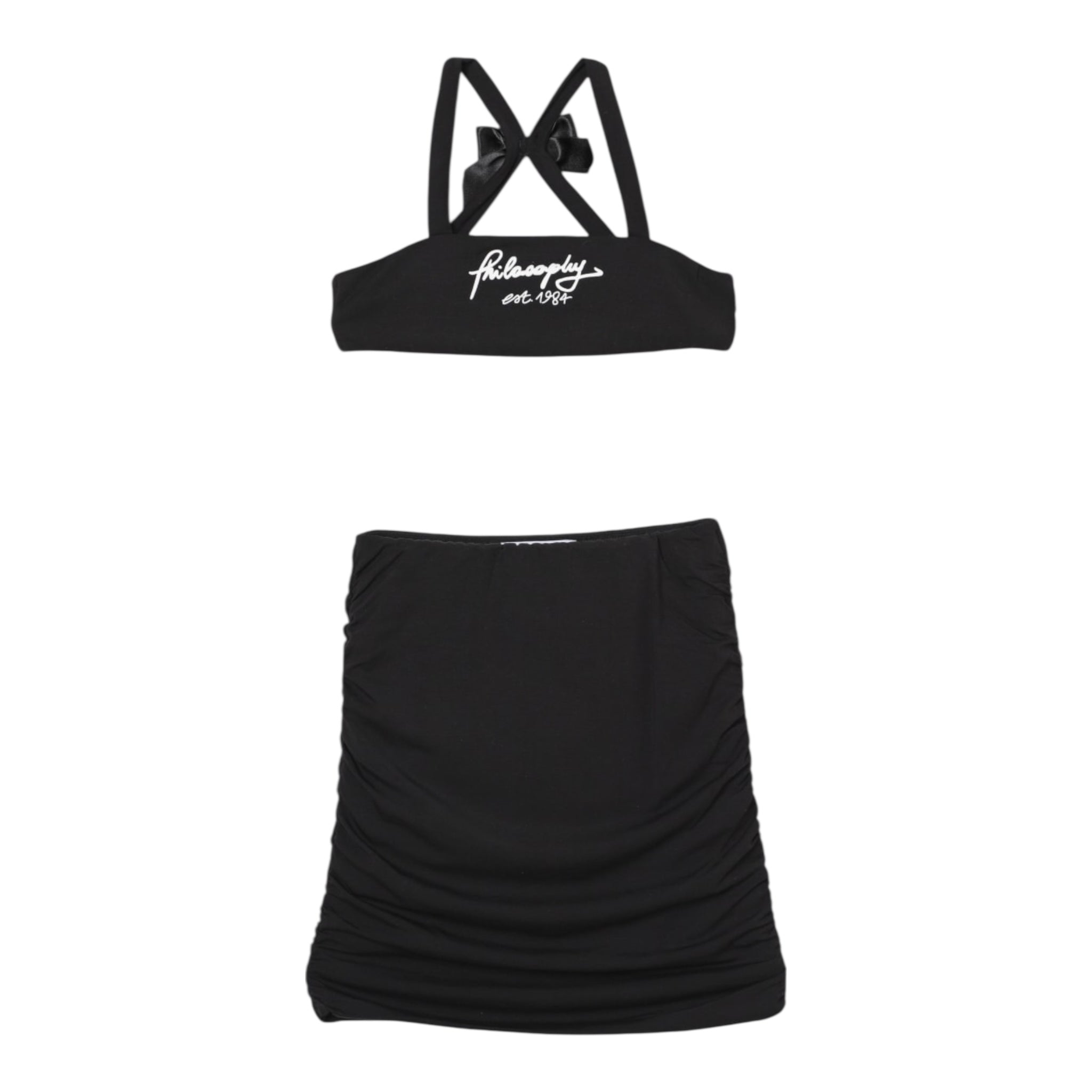 Philosophy Completo 2 Pezzi Top-Gonna Tinta Unita per Bambina I1E500X NERO PHILOSOPHY 
