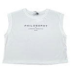 Philosophy Canotta Girocollo Tinta Unita con Logo per Bambina I1E603X BIANCO PHILOSOPHY 