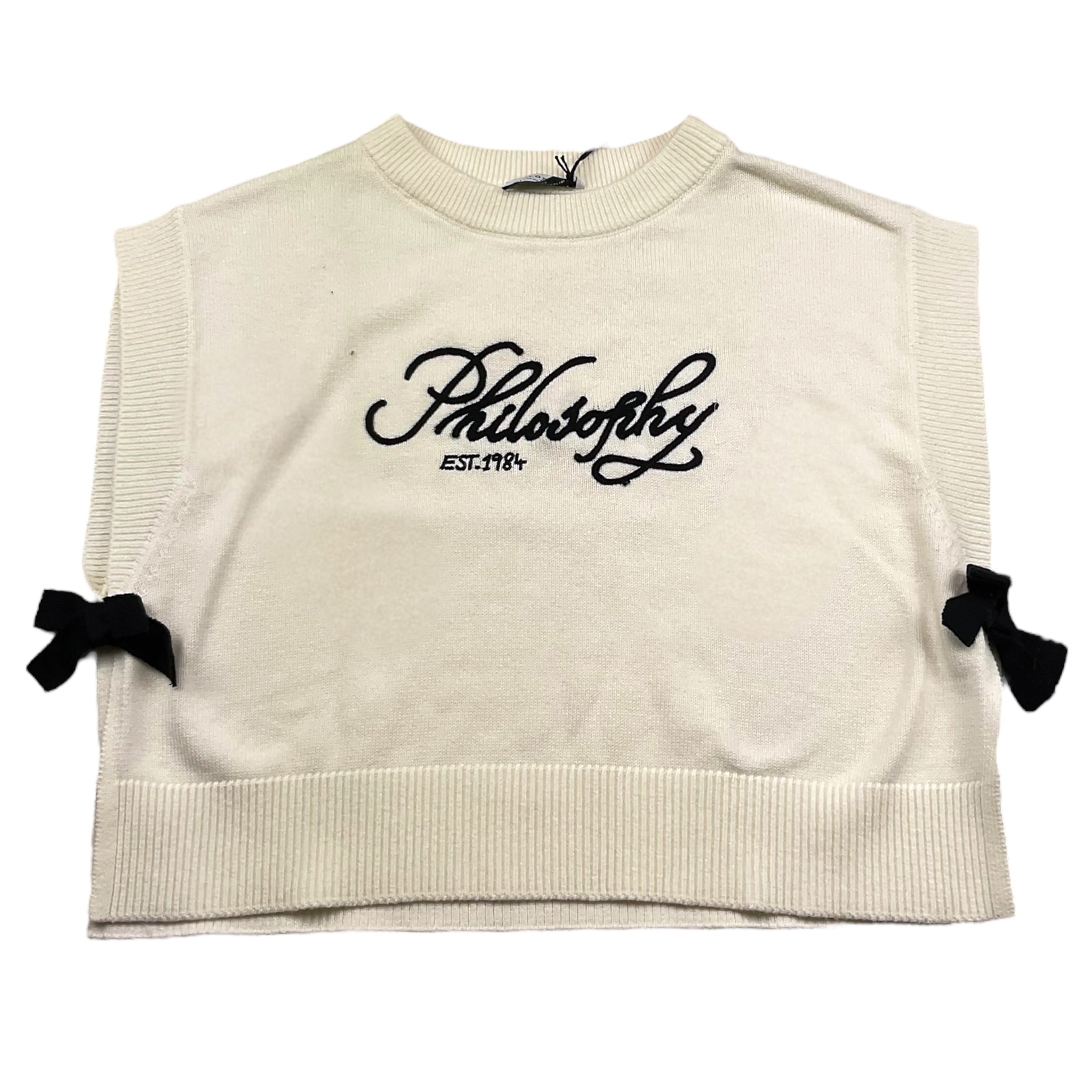 Philosophy Maglia Giromanica Tinta Unita con Stampa per Bambina I9E308X PANNA PHILOSOPHY 