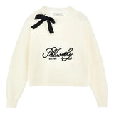 Philosophy Maglia Girocollo Tinta Unita con Logo per Bambina I9E610 PANNA PHILOSOPHY 