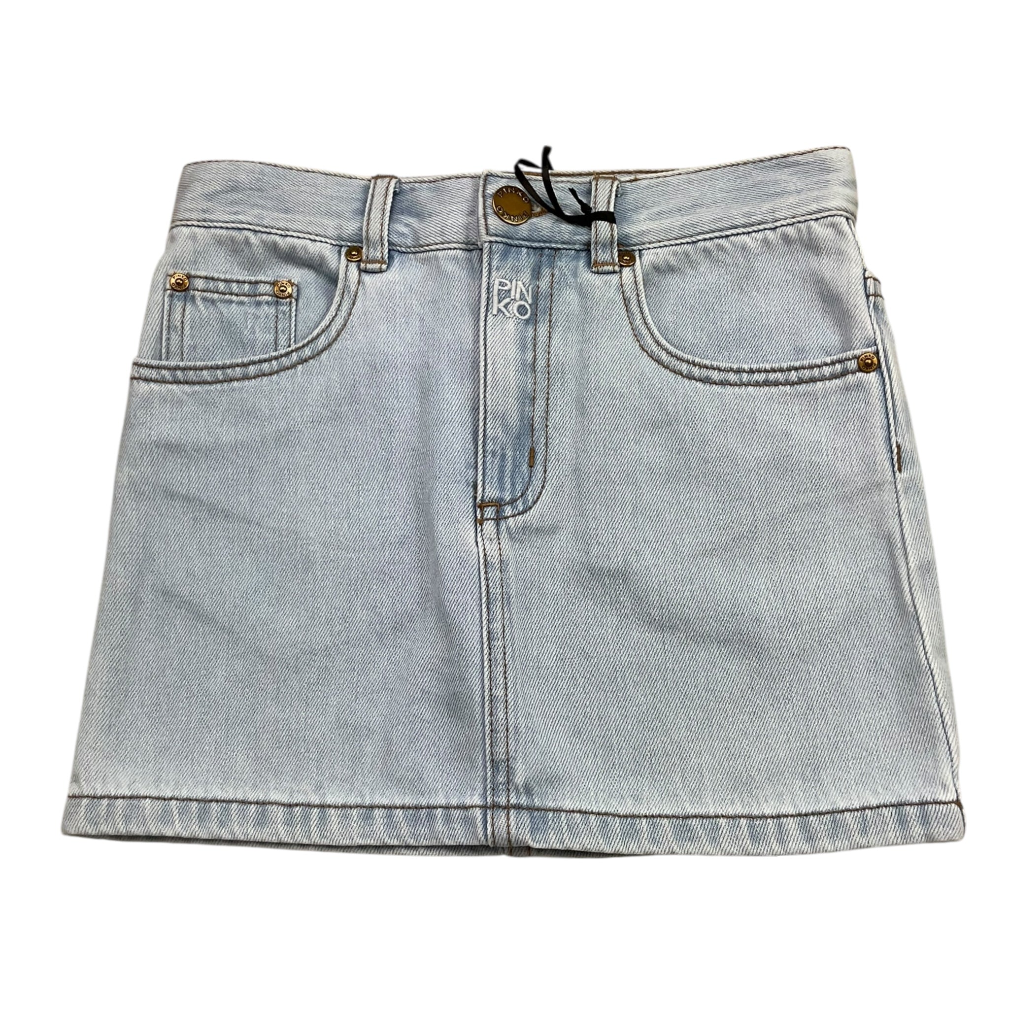 Pinko Gonna In Denim Tinta Unita con Girovita Regolabile per Bambina KFG0001 AZZURRO PINKO 