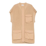 Pinko Gilet In Maglia Girocollo Tinta Unita per Bambina KFMA002 SABBIA PINKO 