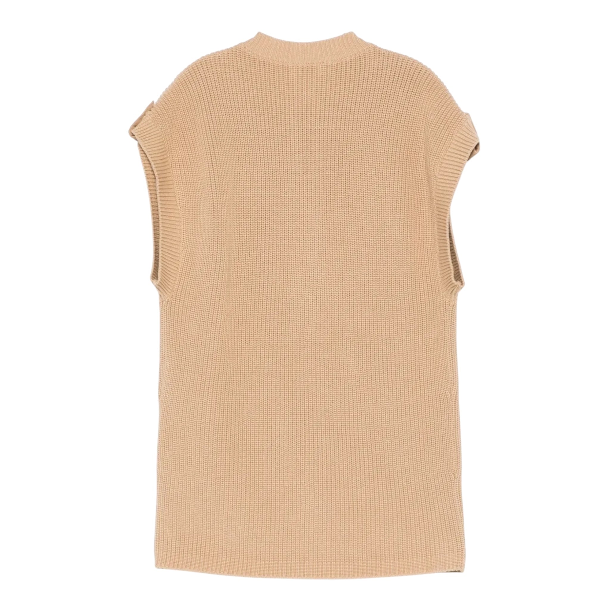 Pinko Gilet In Maglia Girocollo Tinta Unita per Bambina KFMA002X SABBIA PINKO 