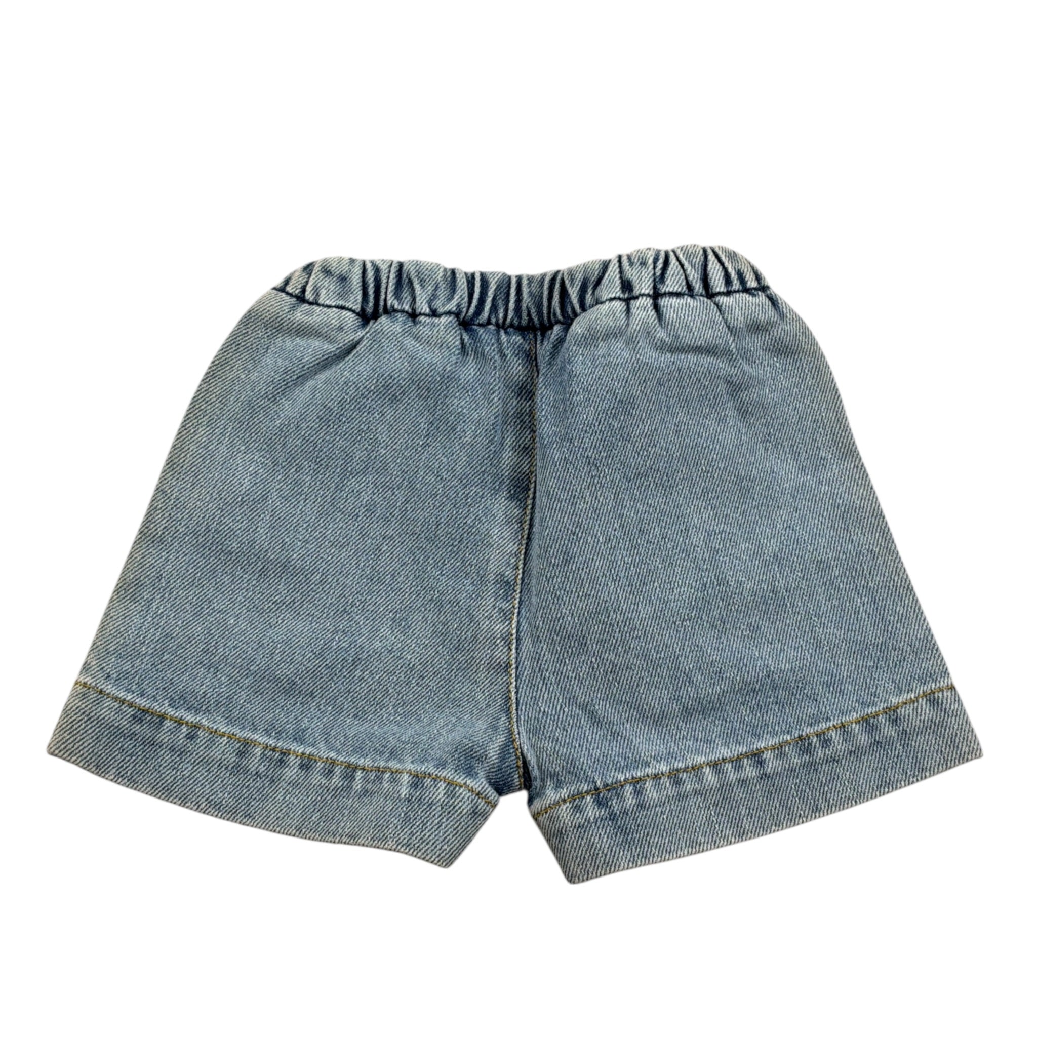 Play Up Bermuda In Denim tinta unita con Elastico In Vita Azzurro per Neonato PA011AI11706 AZZURRO PLAY UP 