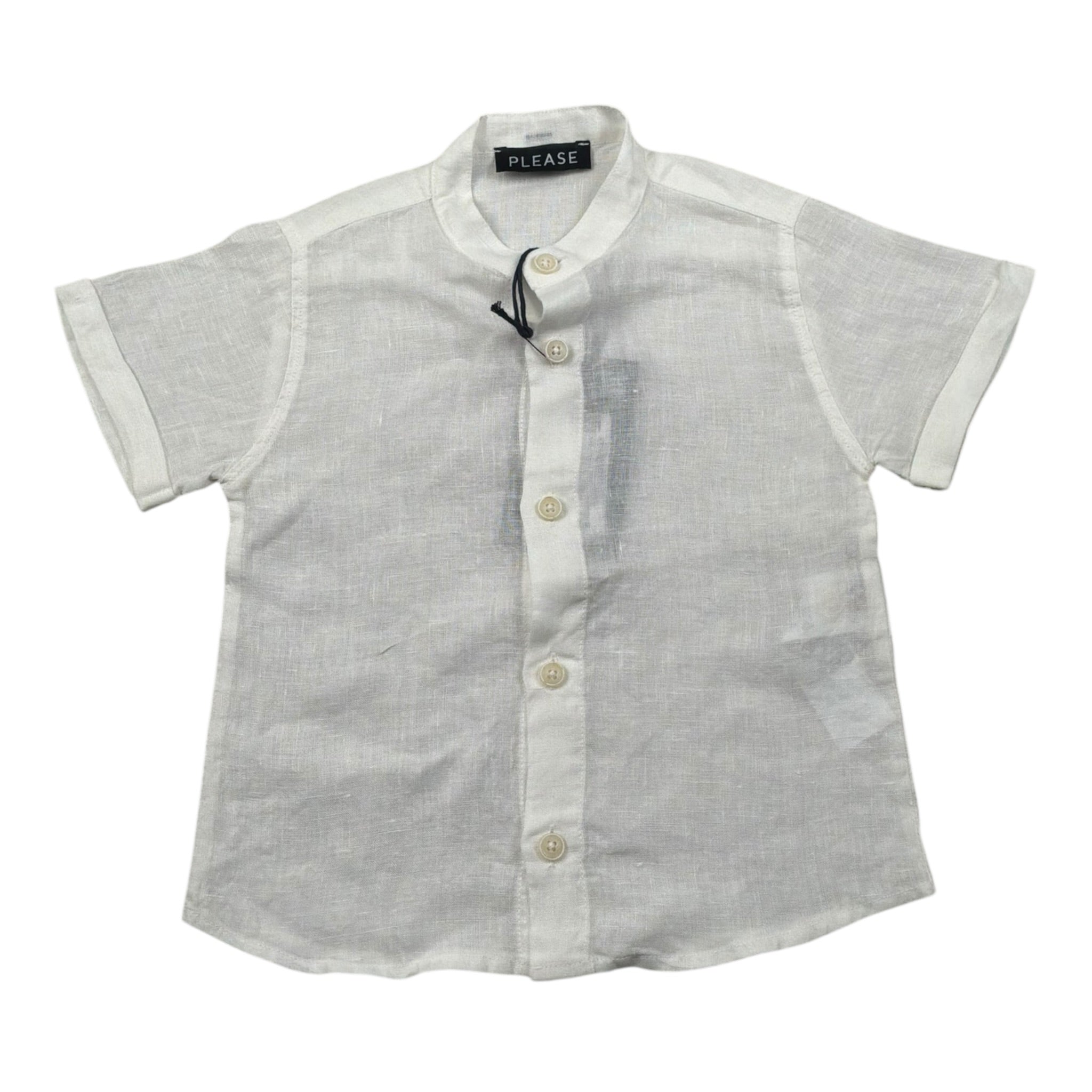 Please Camicia Mezza Manica Tinta Unita per Neonato CC37300B73 PANNA PLEASE 