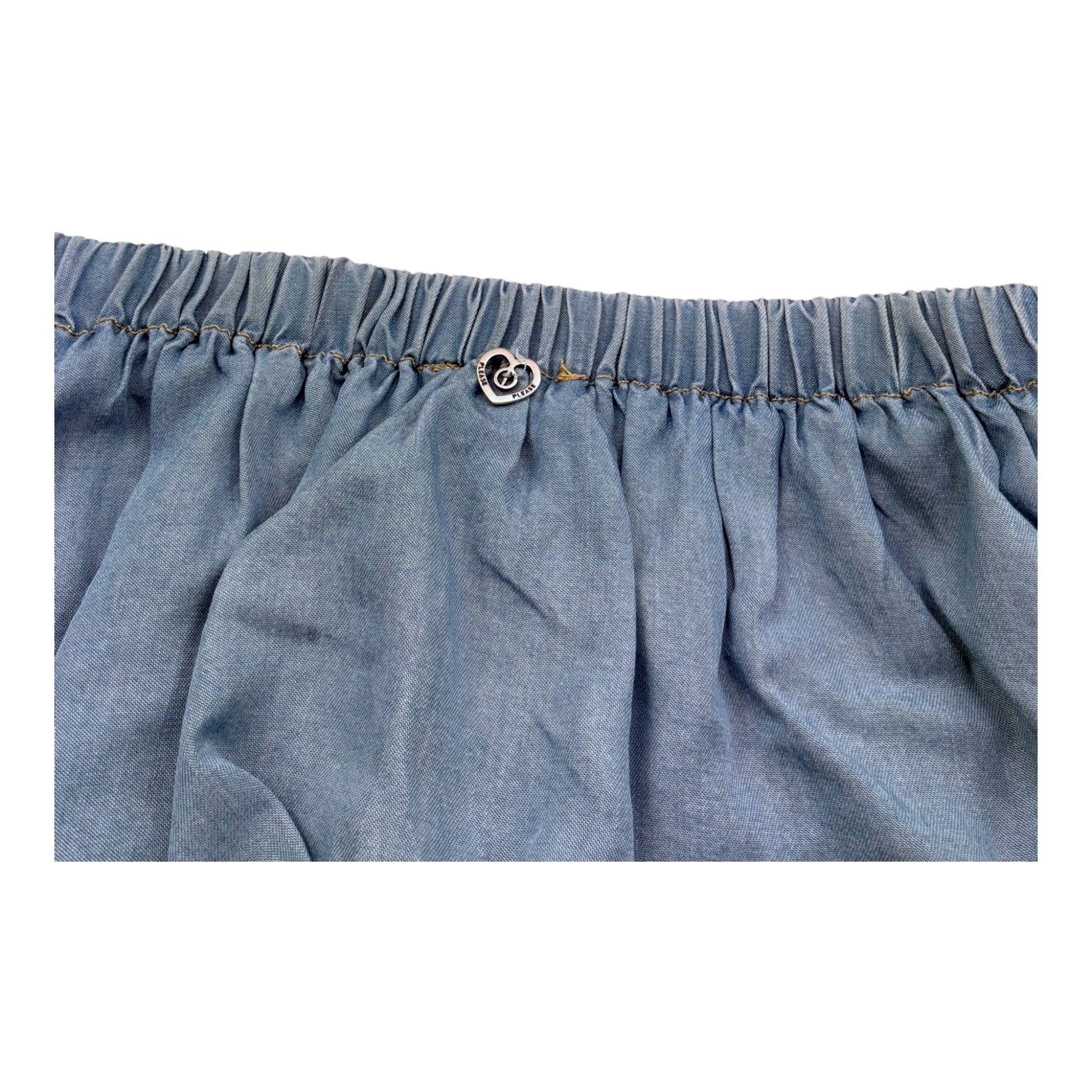 Please Top Fascia con Balza Tinta Unita per Bambina CC81010G72 AZZURRO PLEASE 