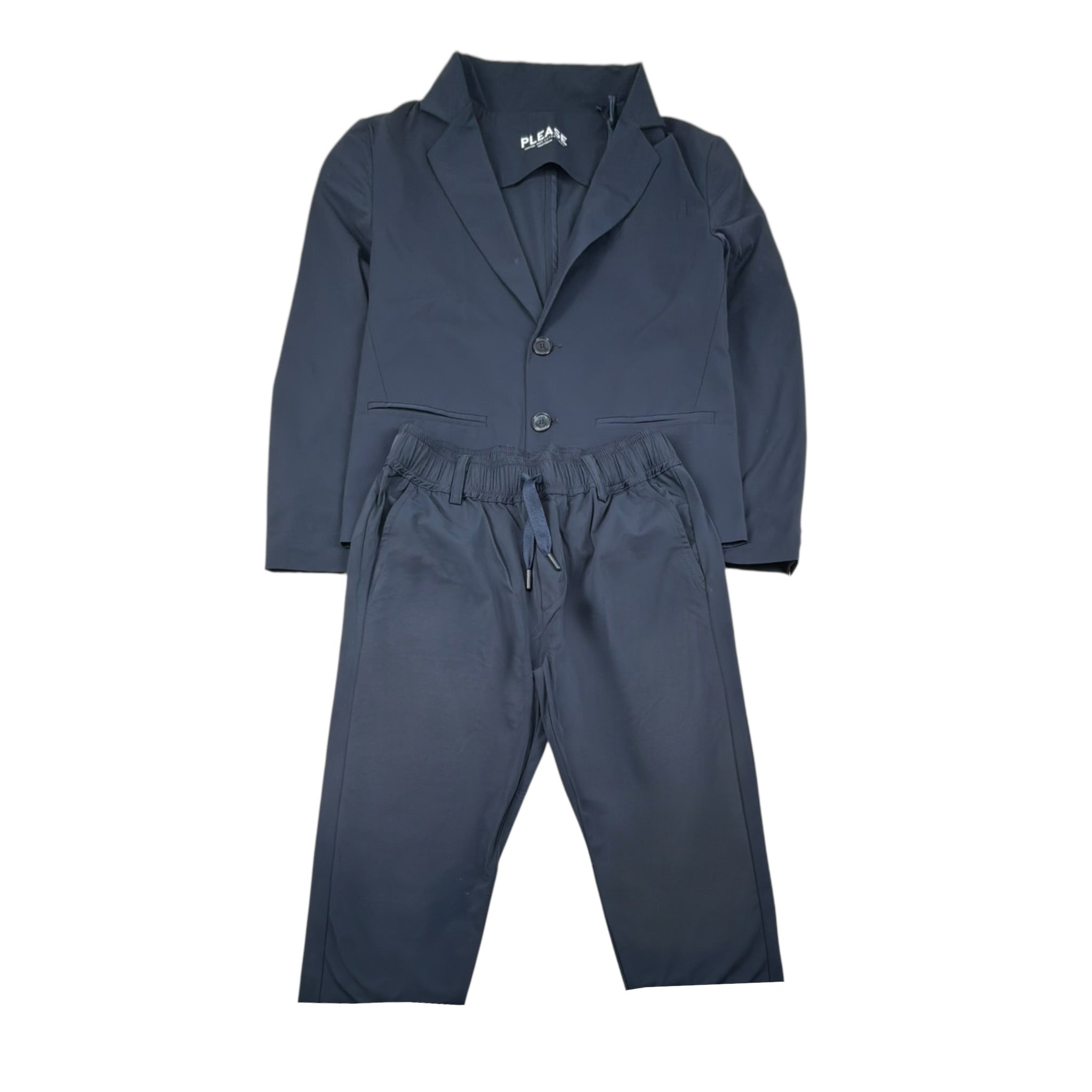 Please Completo 2 Pezzi Giacca-Pantalone Tinta Unita per Bambino EB00000173 BLU PLEASE 