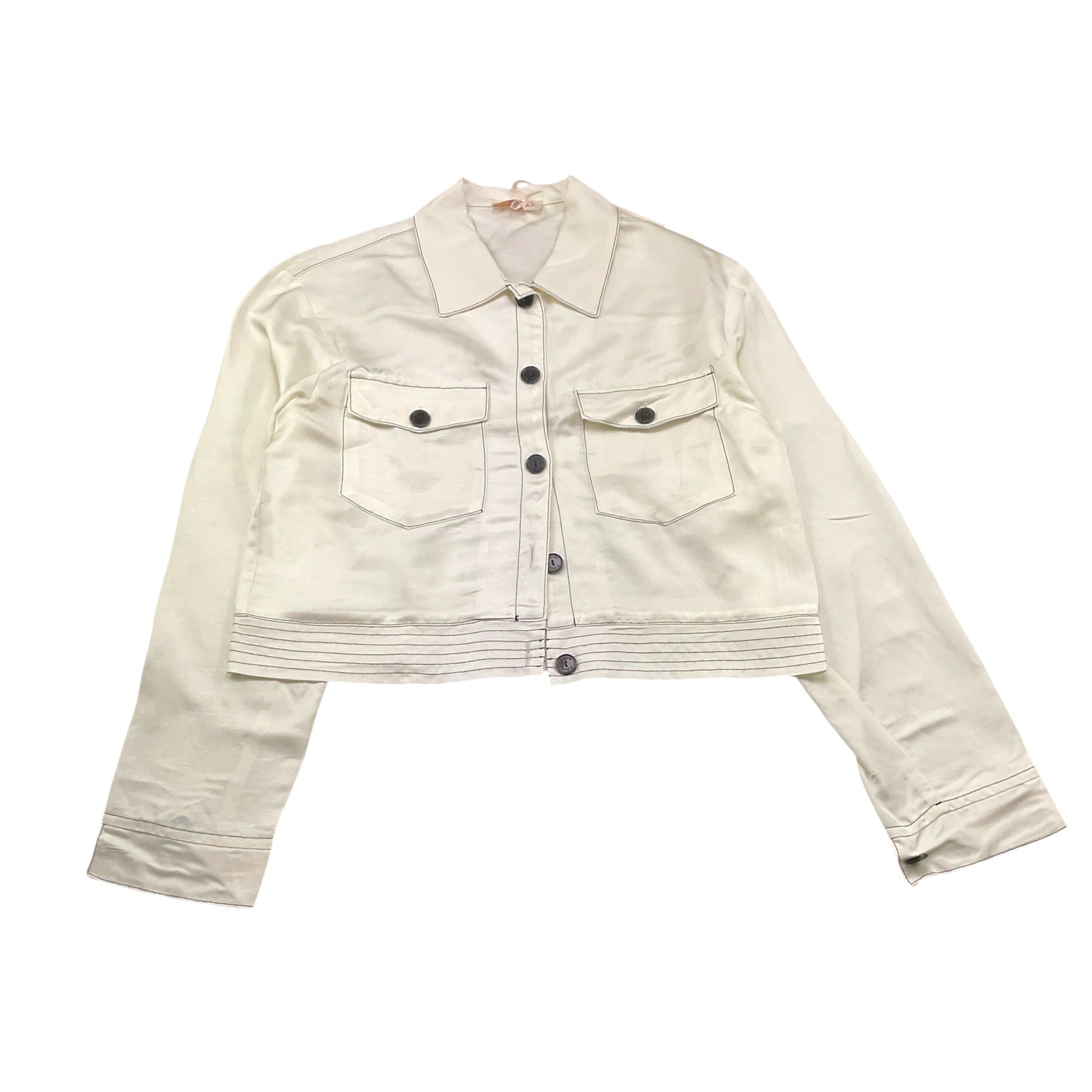 Please Camicia Tinta Unita con Profili In Contrasto per Bambina JB05300G73 PANNA PLEASE 