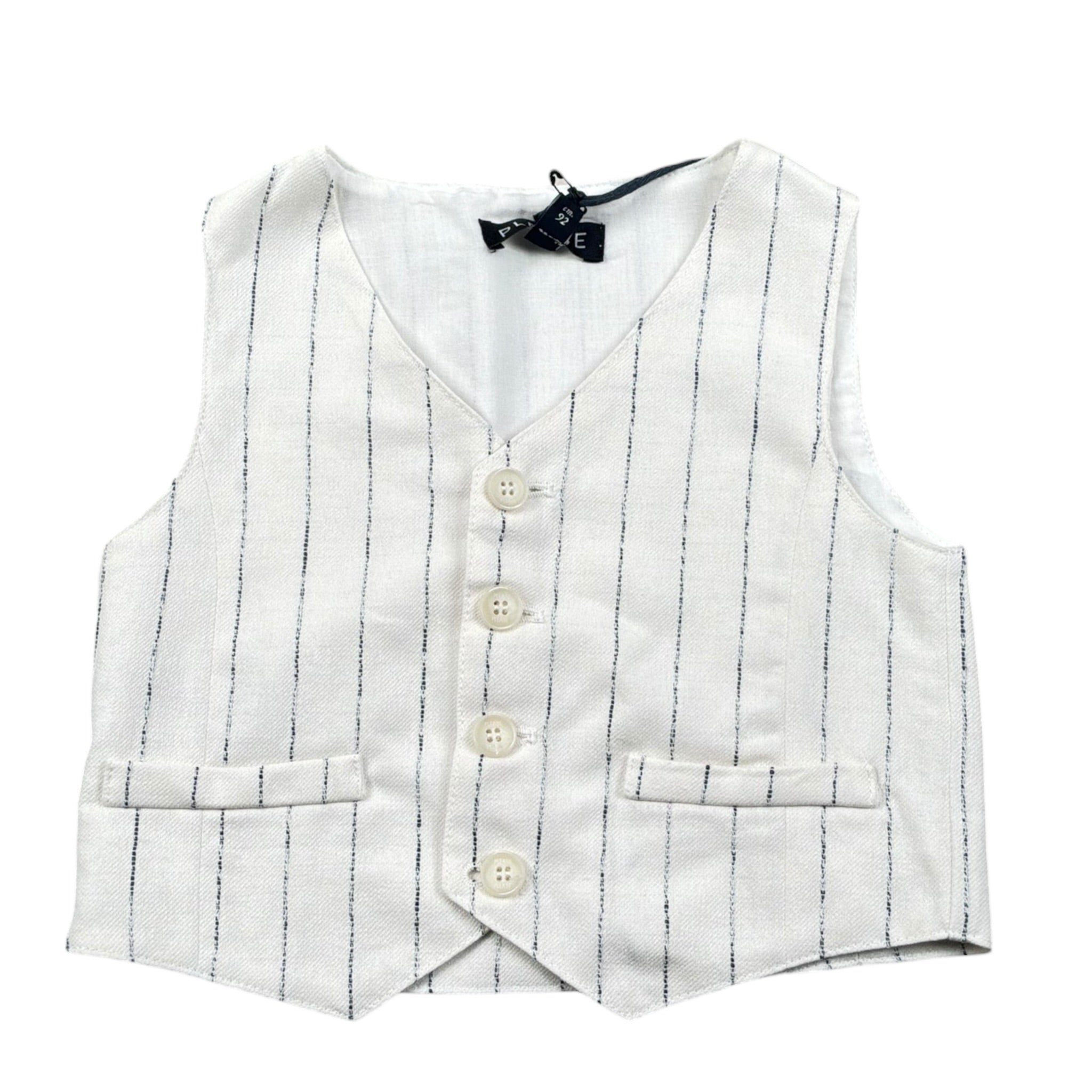 Please Gilet Tinta Unita con Fantasia A Righe per Bambino JH02131B73J BIANCO PLEASE 