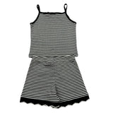 Please Completo 2 Pezzi Canotta-Short Fantasia A Righe per Bambina KB06071G71 BIANCO/NERO PLEASE 