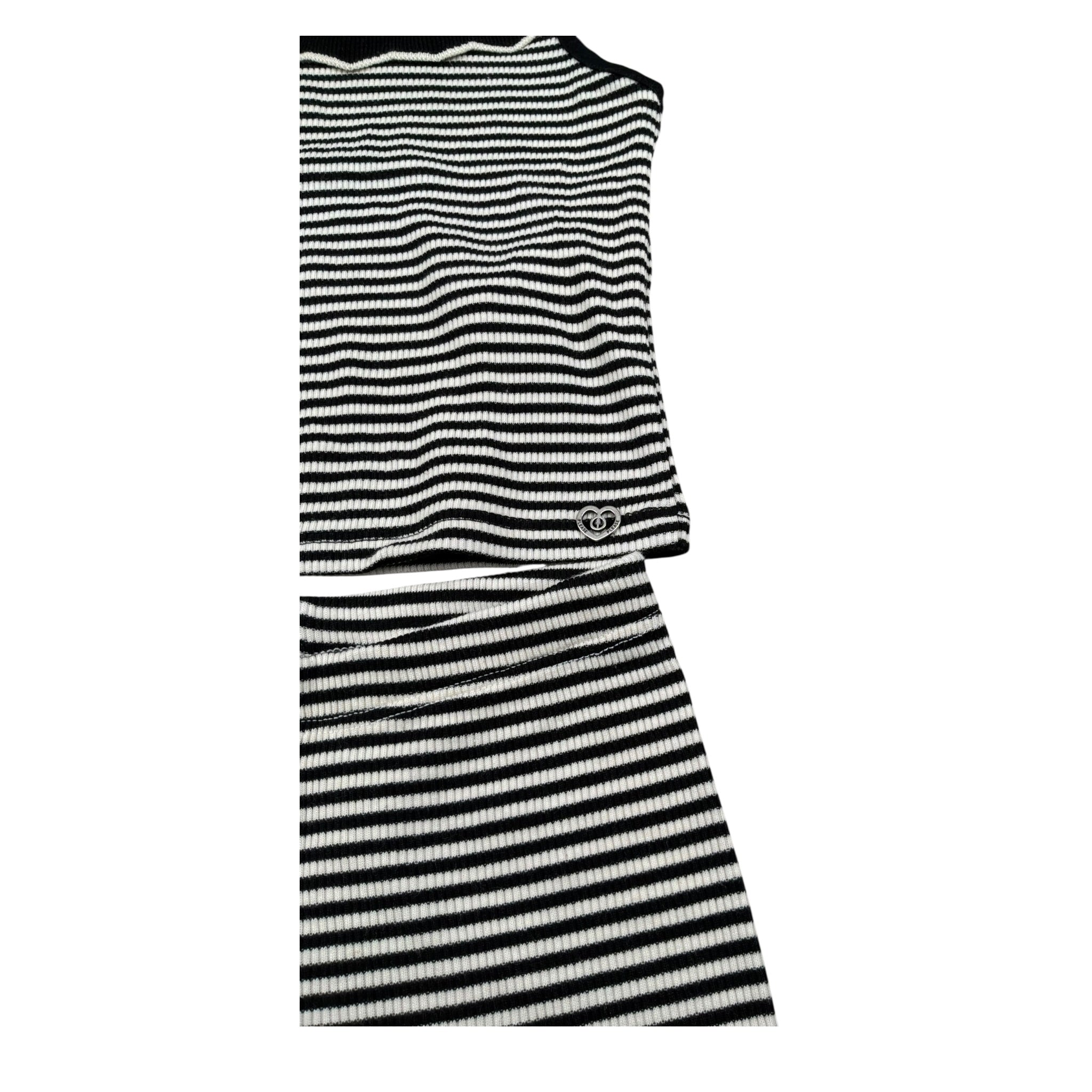 Please Completo 2 Pezzi Canotta-Short Fantasia A Righe per Bambina KB06071G71 BIANCO/NERO PLEASE 
