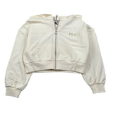Please Felpa Tinta Unita con Zip E Cappuccio per Bambina LK20042G72 PANNA PLEASE 
