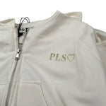 Please Felpa Tinta Unita con Zip E Cappuccio per Bambina LK20042G72 PANNA PLEASE 