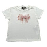 Please T-Shirt Girocollo Tinta Unita con Fiocco per Neonata MB07030G71 BIANCO PLEASE 