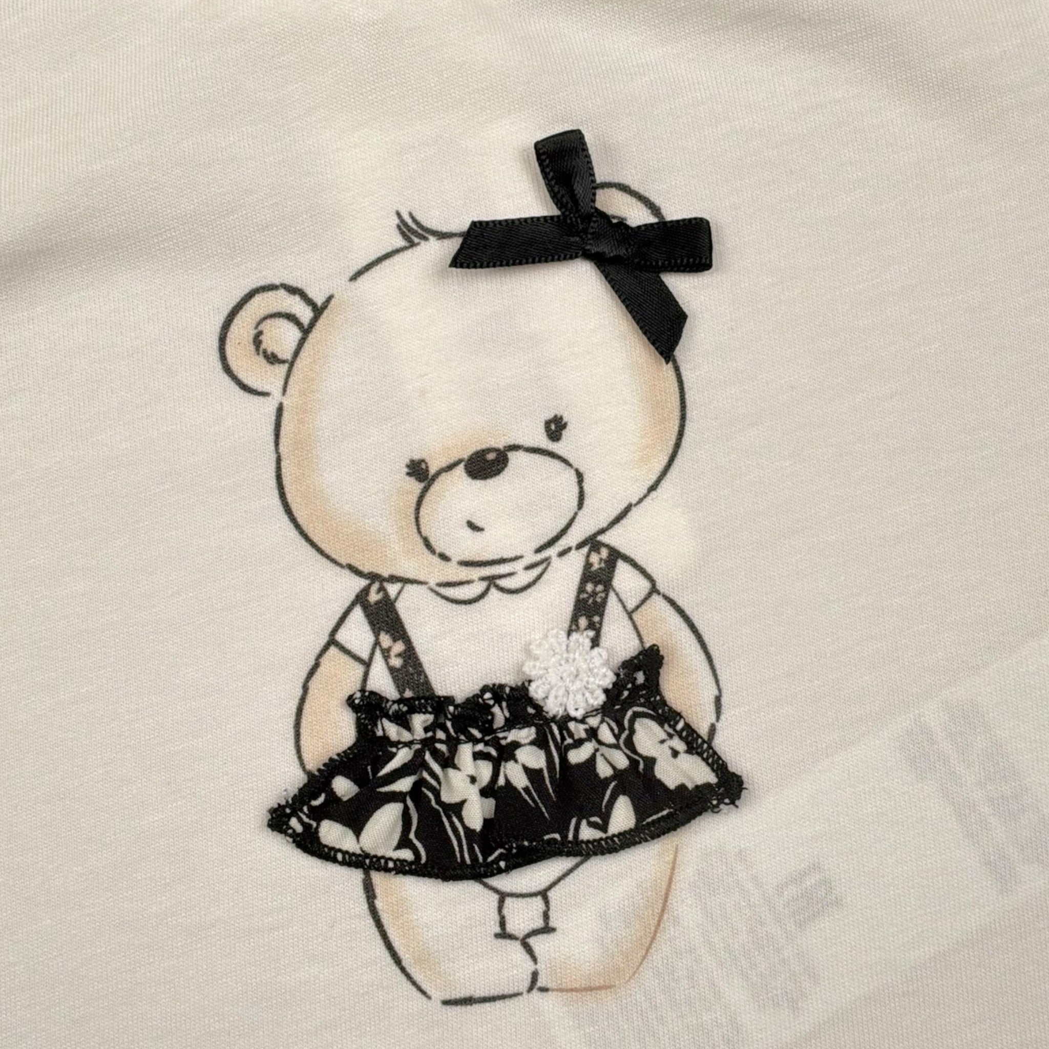 Please T-Shirt Tinta Unita con Stampa per Neonata MB12030G71 BIANCO PLEASE 
