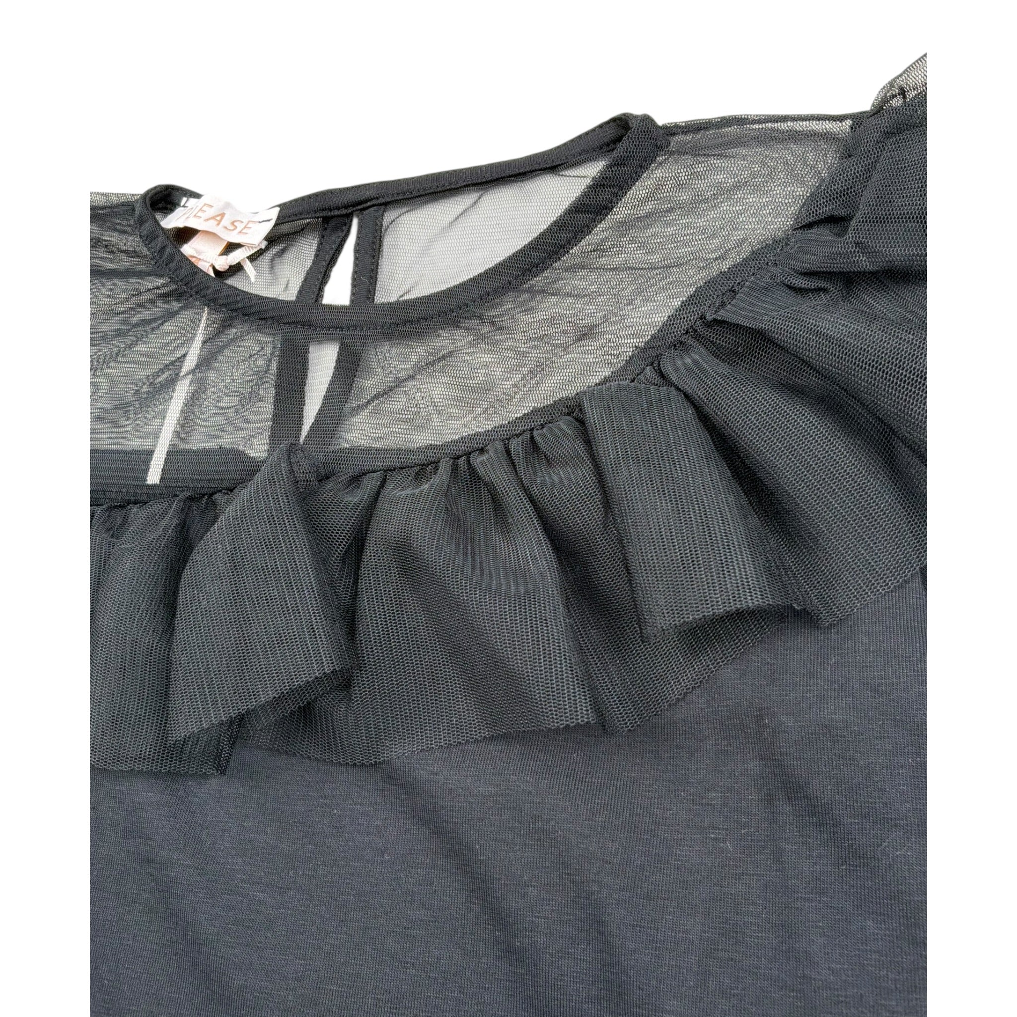 Please T-Shirt Tinta Unita Velata per Bambina MB30032G73X NERO PLEASE 