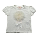 Please T-Shirt Girocollo Tinta Unita con Tulle per Neonata MB33030G73 BIANCO PLEASE 