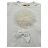 Please T-Shirt Girocollo Tinta Unita con Tulle per Neonata MB33030G73 BIANCO PLEASE 