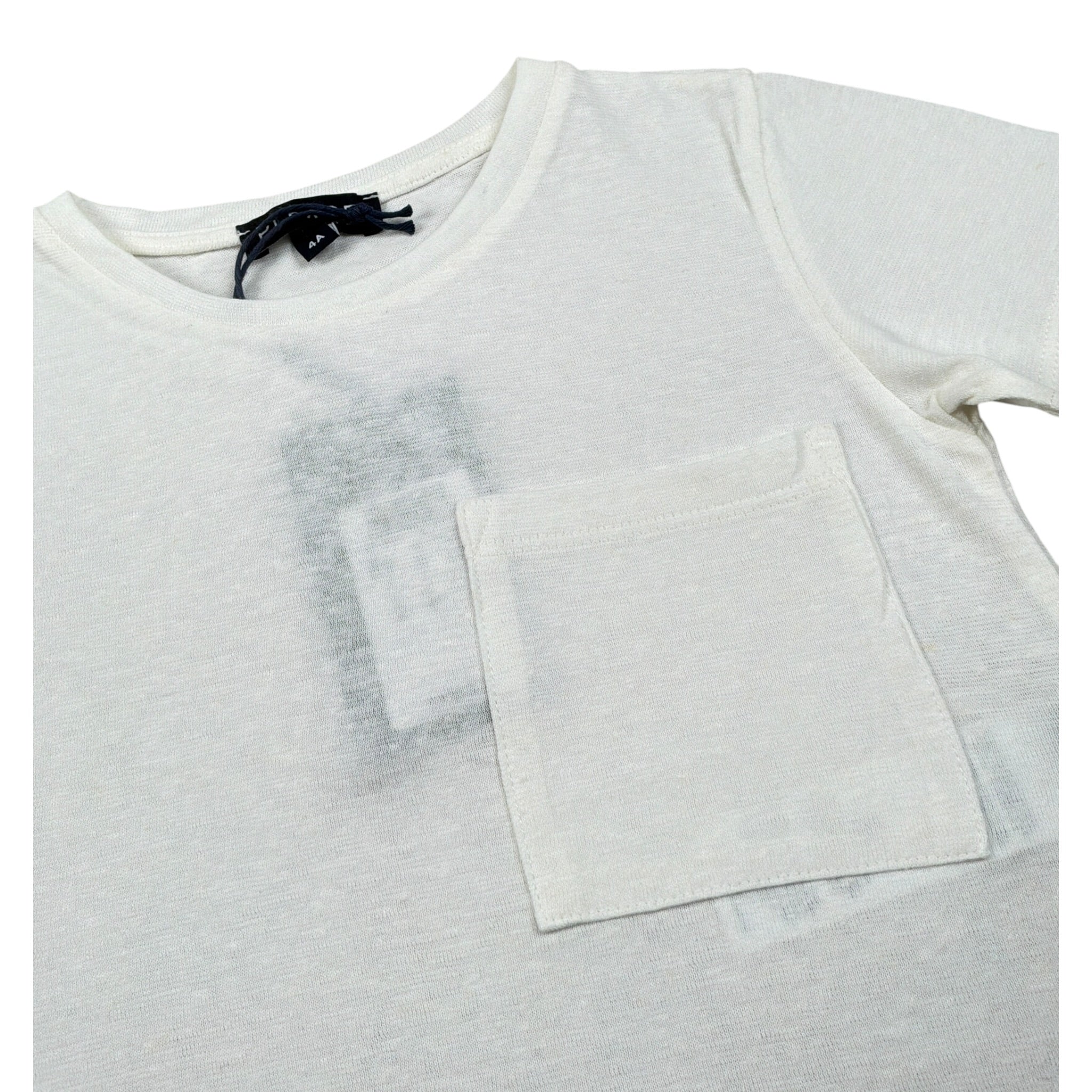 Please T-Shirt tinta unita con Taschino Panna per Bambino MBB9030B72X PANNA PLEASE 