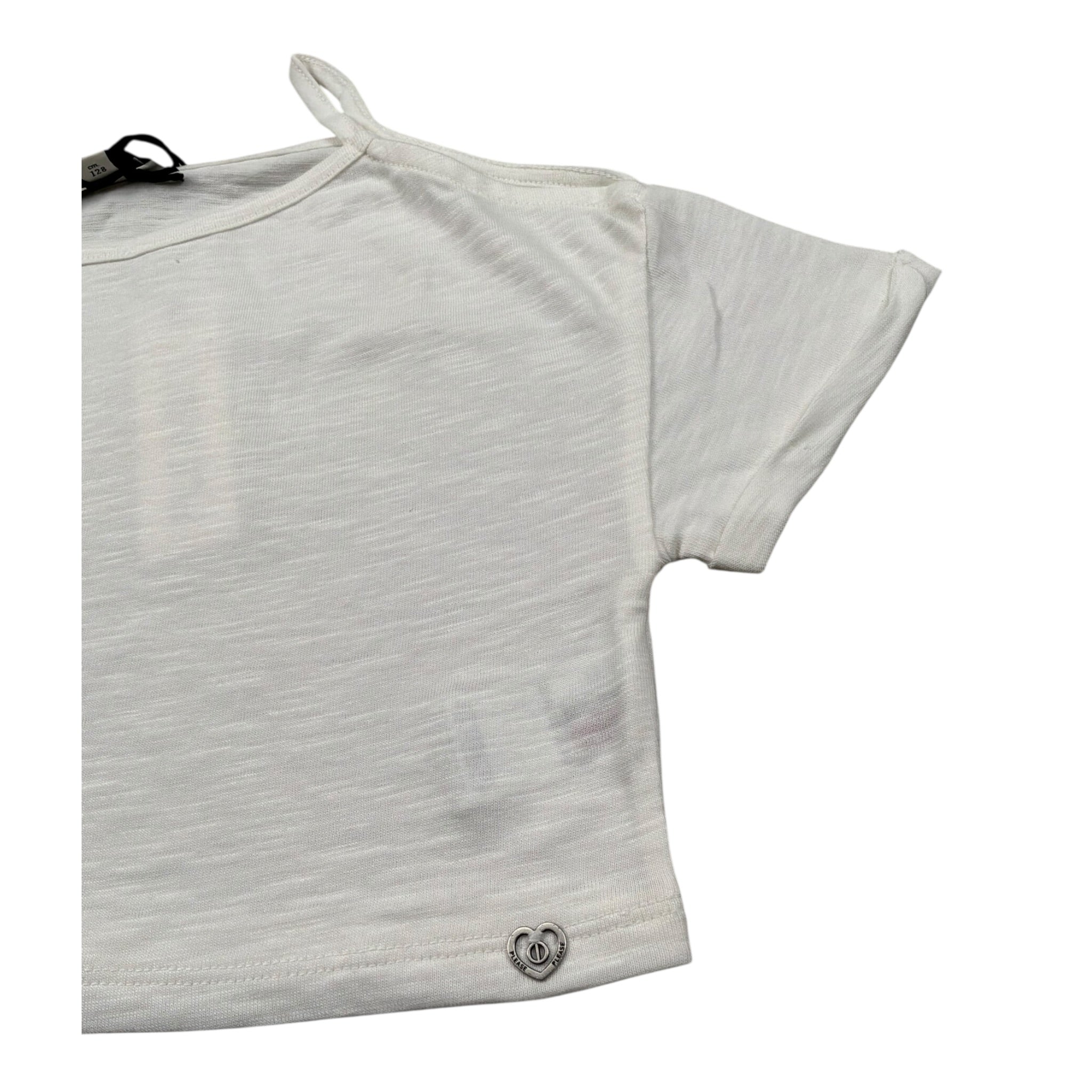 Please Top Mezza Manica Tinta Unita per Bambina MBG3030G72 BIANCO PLEASE 