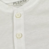 Please T-Shirt Tinta Unita con Bottoni per Bambino ME03030B72 BIANCO PLEASE 