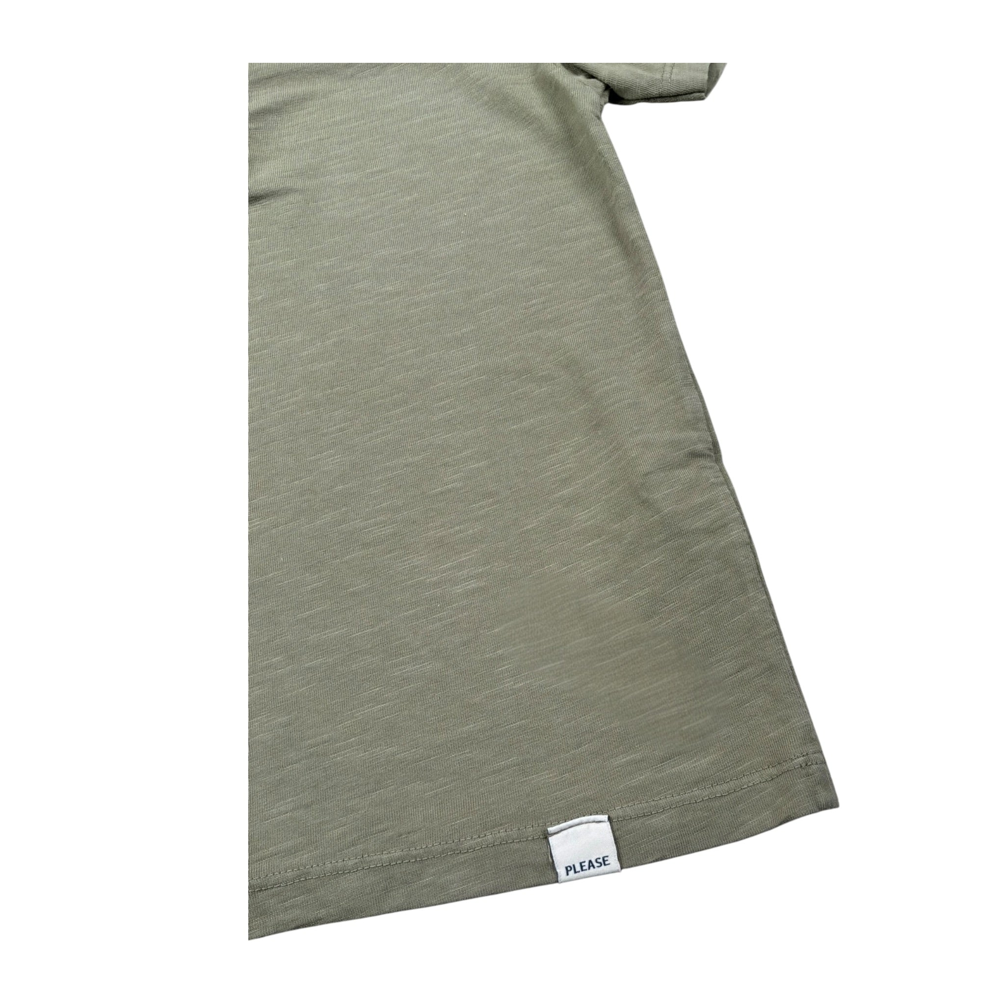 Please T-Shirt Tinta Unita con Bottoni per Bambino ME07030B72 VERDE PLEASE 