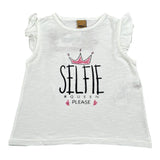 Please T-Shirt Girocollo tinta unita con Stampa Bianco per Neonata MO04030G BIANCO PLEASE 