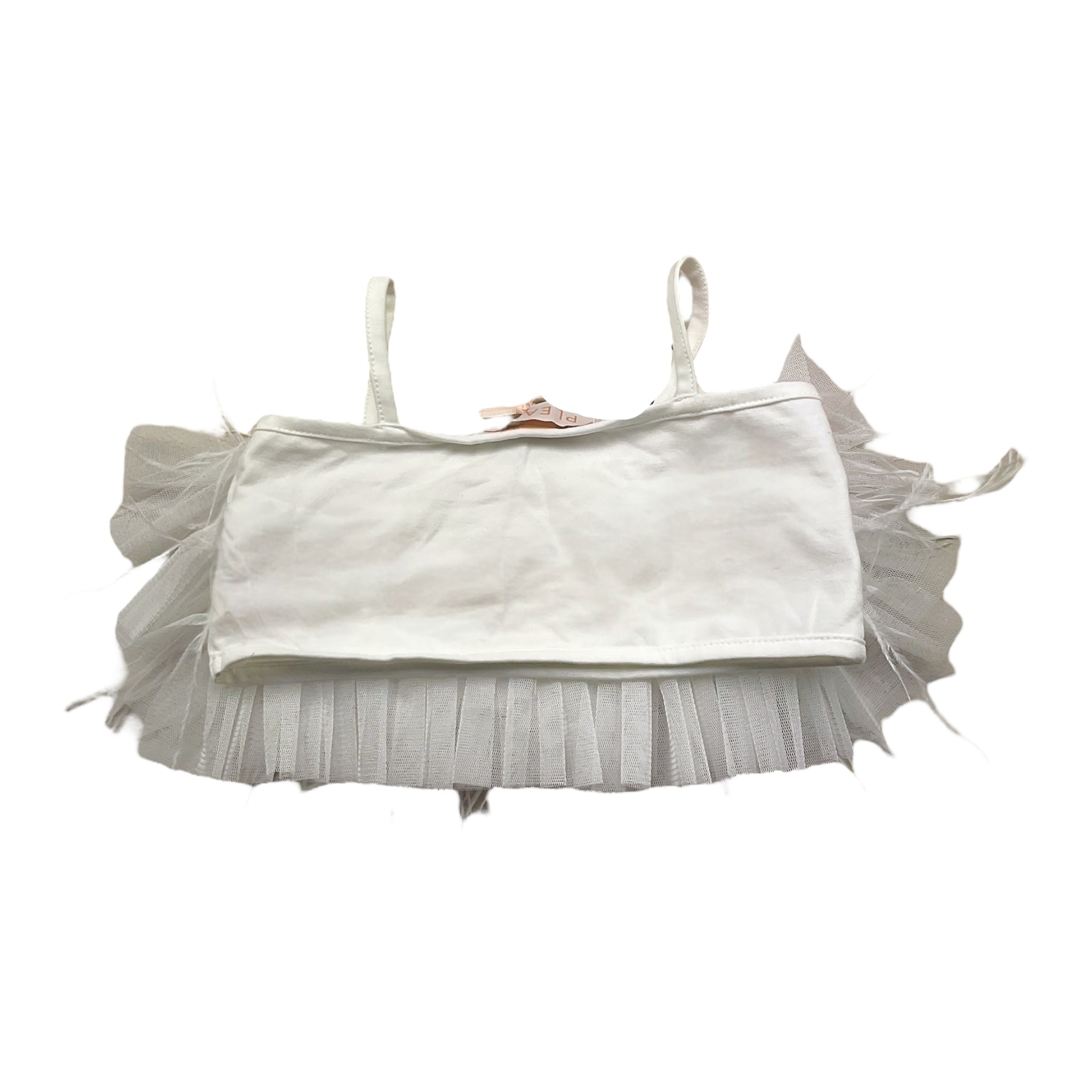 Please Top Tinta Unita con Balze per Bambina MO06032G73 BIANCO PLEASE 