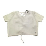 Please T-Shirt In Maglia Tinta Unita con Scollo Retro per Bambina NB16230G72 BIANCO PLEASE 