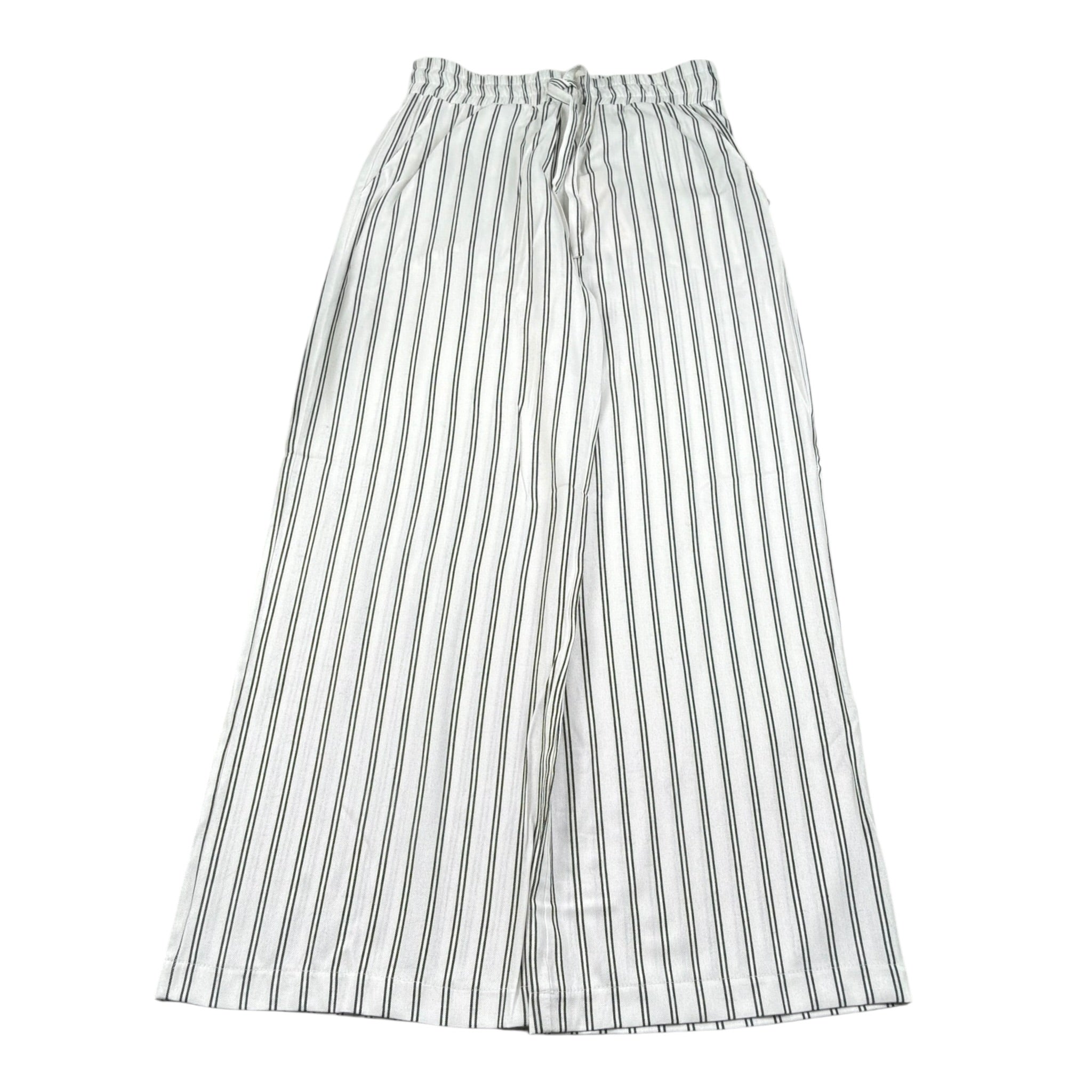 Please Pantalone Tinta Unita Modello A Palazzo con Fantasia A Righe per Bambina PE32131G73 BIANCO PLEASE 