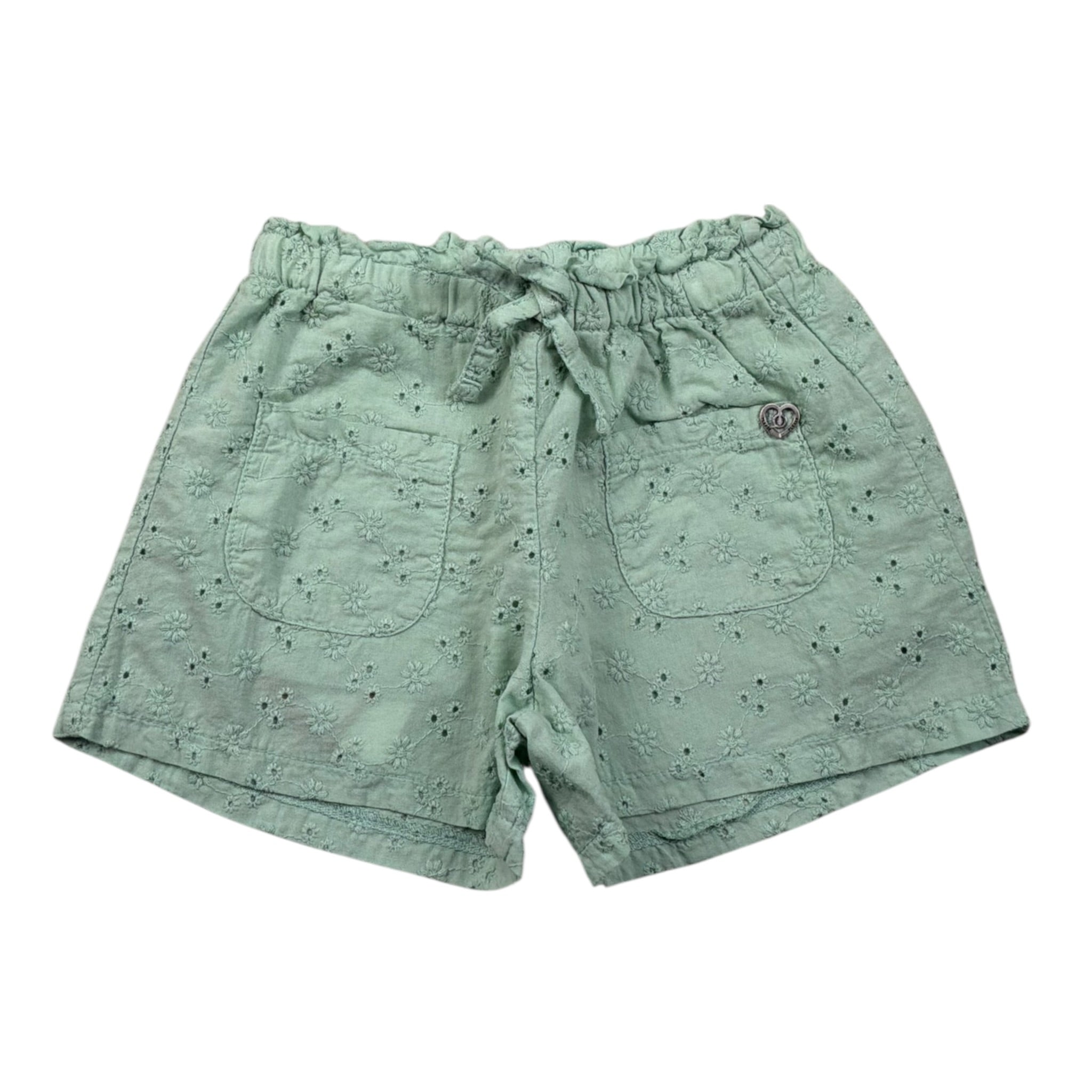 Please Short Tinta Unita Traforato per Neonata RE08240G71 VERDE ACQUA PLEASE 