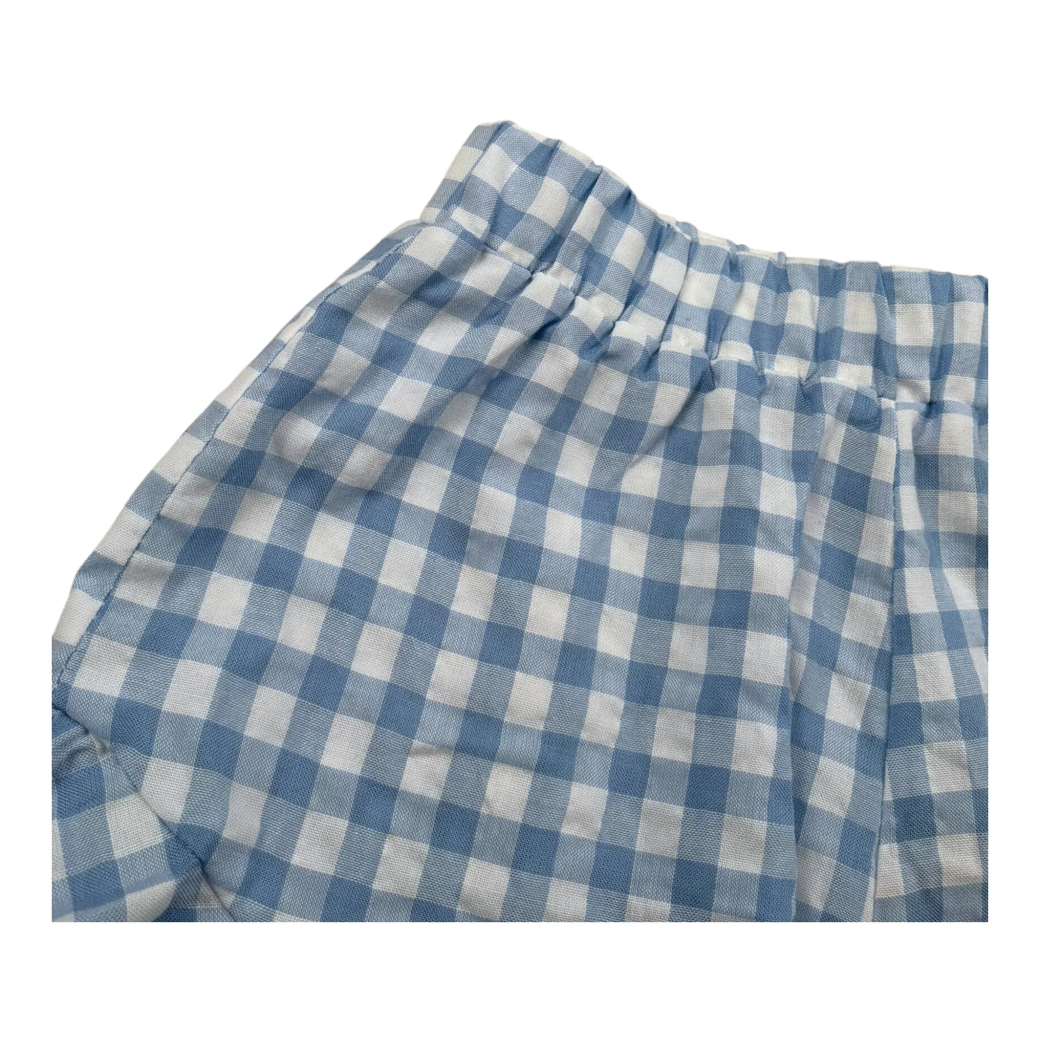Please Short Fantasia Quadretti Bicolore per Neonata RE13273G71 BIANCO/AZZURRO PLEASE 
